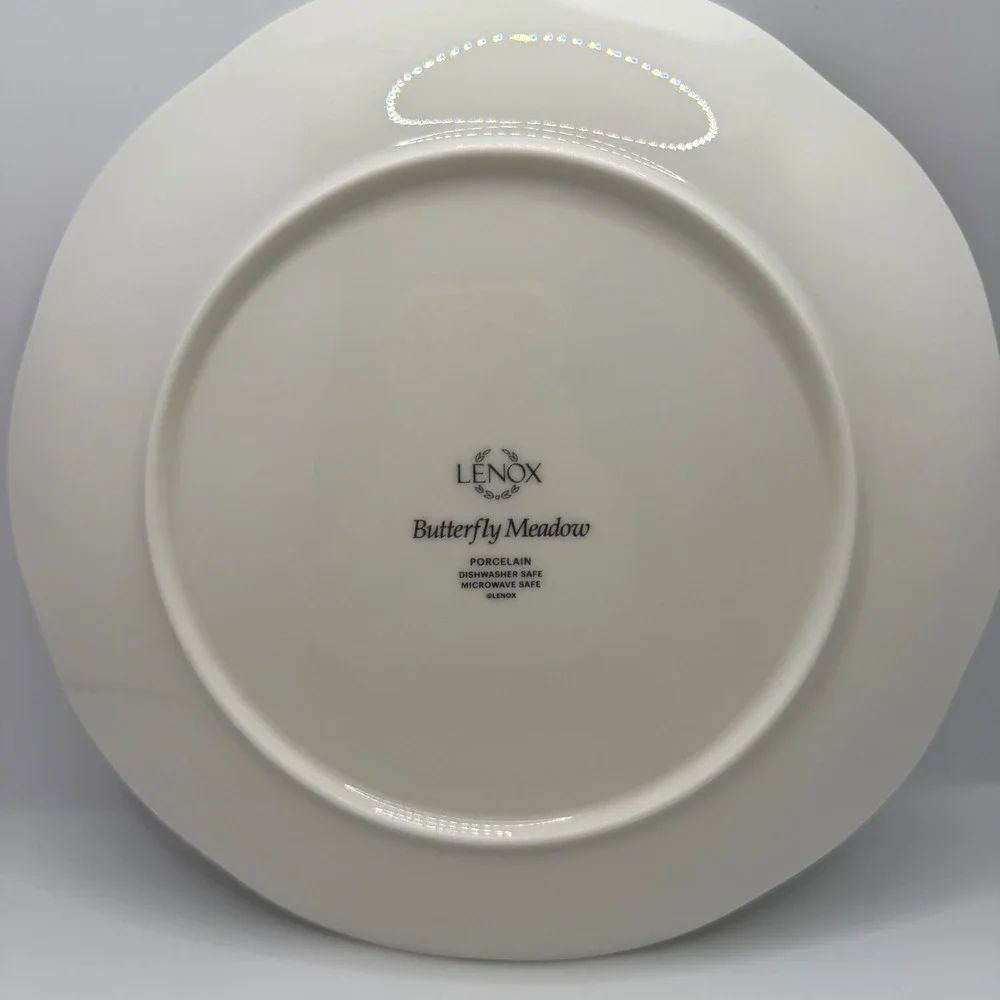 Lenox Butterfly Meadow Porcelain Dinner‎ Plate Pink Flowers Blue Butterfly 9.25